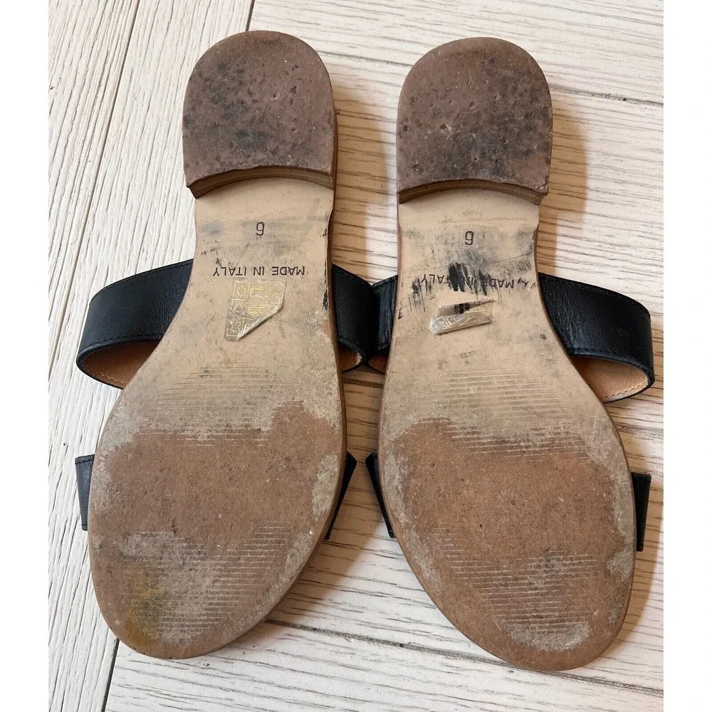 Coach women's size 6‎ black leather slide flat sandals. Boho. Beach. Casual.